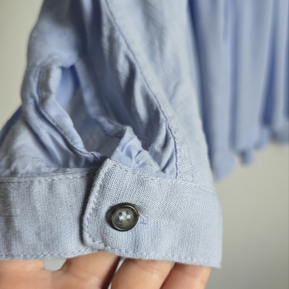 Free People Lovely Day Blue Oversized Jacquard Button Pocket Top, Size Large - Picture 10 of 15